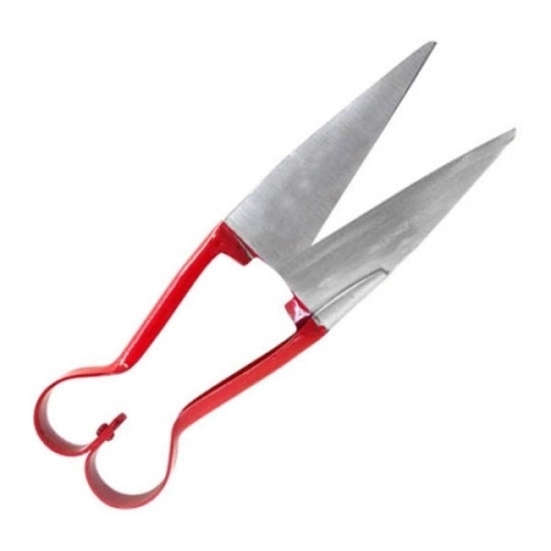 Red handled traditional double bow wool shears